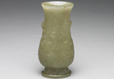 图片[2]-Jade vase with dragon and phoenix pattern, Qing dynasty (1644-1911)-China Archive